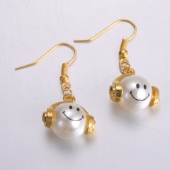 Gold Alloy with Pearl Simle Dangle Earring Fashion Simple Cute Earring Jewelry Simle