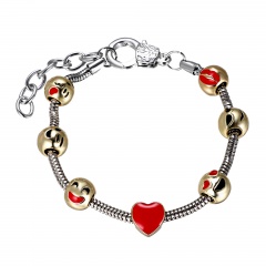 Smiley Beads Christmas Emoji Bracelet Environmental Protection Zinc Alloy Color Preserving Beads Bracelet C