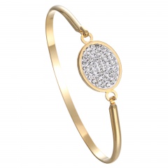 High Grade Inlaid CZ Stainless Steel Bracelet Gold