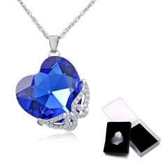 1PC/Box Fashion Butterfly Crystal Pendant Necklace Austria Love Crystal Necklace With Box Heart