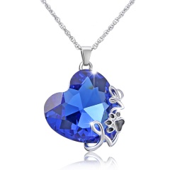Heart Love Sapphire Crystal Pendant Necklace Women Mother's Day Gift Love