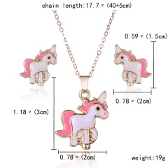 Fashion Gold Plated Big Red Lips Necklace And Earrings Set Horse