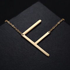 Fashion Women Gold Stainless Steel Alphabet Initial Letter Pendant Chain Necklace A-Z F