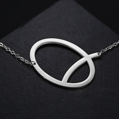 Fashion Silver Women Stainless Steel Alphabet Initial Letter Pendant Chain Necklace A-Z Q