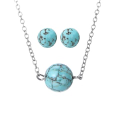 Fashion Turquoise Necklace Earring Jewelry Set Wholesale Silver