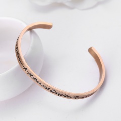 The Love Between A Motherand Daughter Free Engrave Bracelet Customize Fashion Lettering Opening Stainless Steel Bracelet Jewelry Rose Gold
