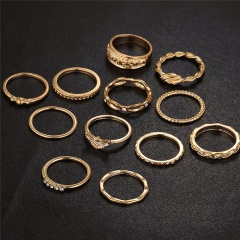 10/12Pcs/set Women Fashion Gold Plated Crystal Rhinestone Mid Knuckle Rings Jewelry 12pcs charm
