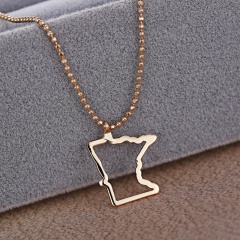 Fashion Gold Silver Map Heart Pendant Necklace Chain Charm Choker Gold Map