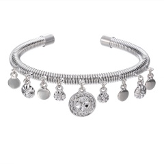 Fashion Gold Charm Dangle Open Bracelet Bangle Jewelry Silver