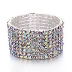 8 Rows Ladies Silver Crystal Rhinestone Bangle Bracelet Wedding Jewelry Best Gift Hot Silver