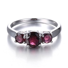 Fashion Silver Gemstone Zircon Ring Jewelry Wholesale Red-6