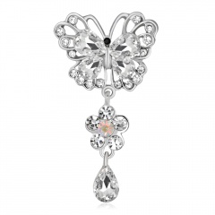 Fashion Butterfly White Crystal Glass Pin Brooch Butterfly