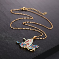 Fashion Acrylic Printing Dog Cat Butterfly Pendant Necklace Long Chain Jewelry Butterfly