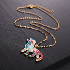 Fashion Acrylic Printing Dog Cat Butterfly Pendant Necklace Long Chain Jewelry Dog 3