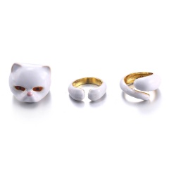 fashion gold animal cute rings set wholesale cat