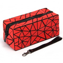 Geometric Frosted Folding Bao-Linge Makeup Bag Hand Bag20*8.5*8.5cm Red