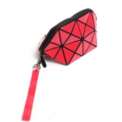 Geometric Frosted Folding Bao-Linge Makeup Bag Hand Bag20*10.5*10.5cm Red