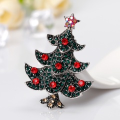 Antique Vintage Style Multicolor Rhinestone red Crystal Merry Christmas Tree Brooch Pins Christmas Day Gift tree