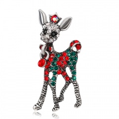 Creative Christmas Gifts Rhinestone Elk Deer Brooches Imitation Pearl Sika Deer Pins Sweater Badges For Women Men Kids Xmas Gift Elk 1
