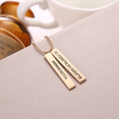 Fashion Gold MINNESOTA TEXAS Letter Print Pendant Necklace Jewelry MINNESOTA
