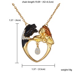 Fashion Beauty Beast Gold Pendant Charm Necklace Couple Gifts Beauty Beast