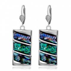 Fashion rhinestone shell square dangle earrings jewelry silver