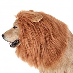Soft Pet Dog Cats Costume Lion Mane Wig For Halloween Clothes Fancy Dress Up Brown 60-80CM