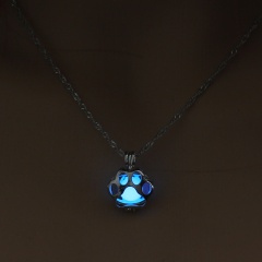 Luminous Steampunk Dog Claw Glow In The Dark Pendant Necklace Womens Jewelry Sky Blue