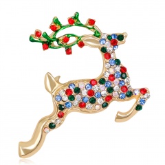 Rhinestone Reindeer Brooches Zinc Alloy Christmas Deer Pin Christmas Present Fashion Jewelry Dress Banquet Accessories Elk Branches