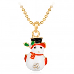 Gold Christmas Series Pendant Bead Chain Necklace Wholesale Snowman