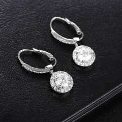 1 Pair Chic Ear Clip Crystal Drop Dangle Earrings Jewelry Gift Silver