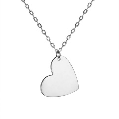 Fashion Love Smooth Stainless Steel Lettering Necklace Necklace Crooked heart