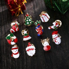 12PCS/Lot Christmas Enamel Cartoon Brooch Pin Badge Collar Corsage Women Jewelry New Christmas Set