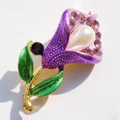 Rinhoo Rose flower women flower Brooch pins Lover Brooches For women Crystal Brooch jewelry accessories Modern Girl gift Flower-pearl