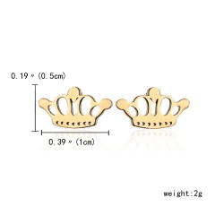 12 Pairs/Set Crown Stainless Steel Earrings Combined Earrings Gold
