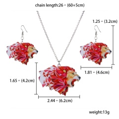 Print Pattern Butterfly Pendant Necklace Earring Women Jewelry Sets Xmas Gift lion