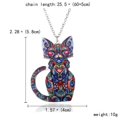 Colorful Printing Animal Cat Dog Horse Dragon Pendant Necklace Gift Hot Cat