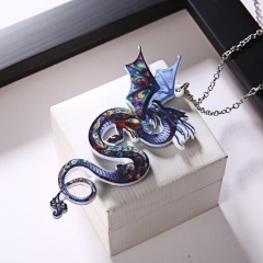 Colorful Printing Animal Cat Dog Horse Dragon Pendant Necklace Gift Hot Dragon