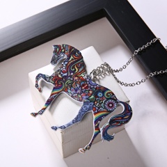Lovely Printing Flower Animal Horse Camel Giraffe Pendant Necklace Jewelry Gift New Horse