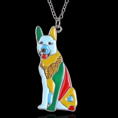 Fashion Cute Printing Enamel Animal Dog Elephant Pendant Necklace Gift Shepherd dog