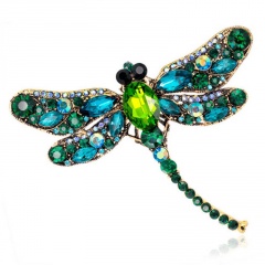 Vintage Crystal Dragonfly Brooches For Women Collar Pins Dragonfly Brooch Green Dragonfly