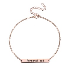 Custom Engraved Name Letters Bracelet Bangles Personalized Initial Bracelet Chain Jewelry For Women Girls Rose Gold