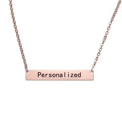 Stainless Steel Silver Personalized Name Bar Necklace Custom Engraved Jewelry Gifts Rose Gold