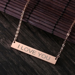 DIY Personalized Custom Stainless Steel Free Engraving Name Bar Necklace Gift Rose Gold