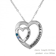 Fashion Silver Heart Moon Pendant Chain Necklace With Gift Box Double Heart