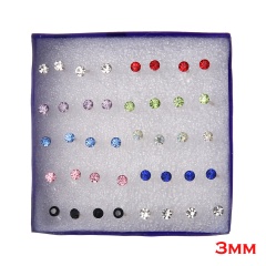 Simple White Stone And Multi-Color Stone Earring Set 2mm-5mm Stud Earring Jewelry For Women Multi-3mm