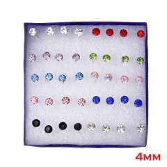 Simple White Stone And Multi-Color Stone Earring Set 2mm-5mm Stud Earring Jewelry For Women Multi-4mm