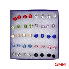 Simple White Stone And Multi-Color Stone Earring Set 2mm-5mm Stud Earring Jewelry For Women Multi-5mm