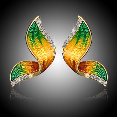 Women Crystal Rhinestone Pearl Butterfly Pendant Necklace Charm Jewelry Gift Earrings-Green