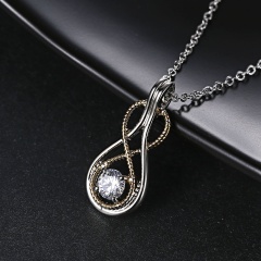 Women Silver Gold Plated Crystal 8 Shape Pendant Necklace Wedding Jewelry Gift White